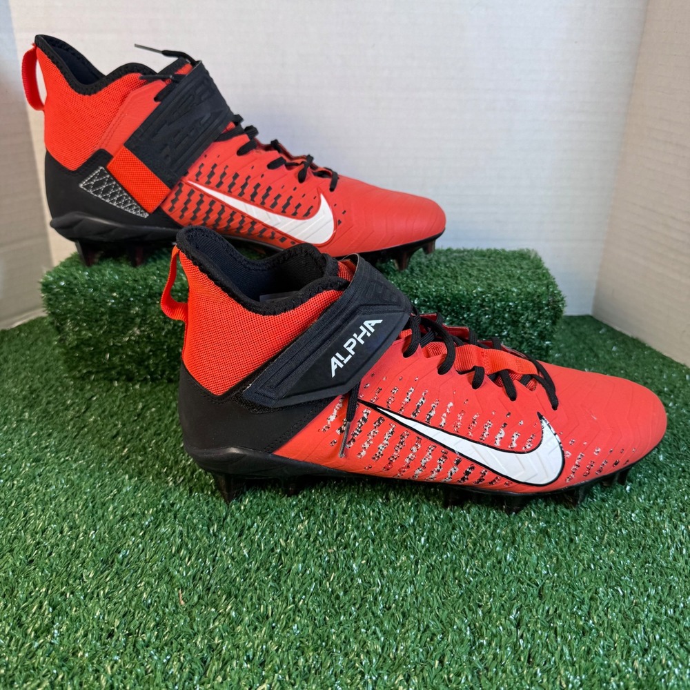 Nike Alpha Menace Pro 2 Mid Orange Black Football Cleats AQ3209-801 Mens 10.5